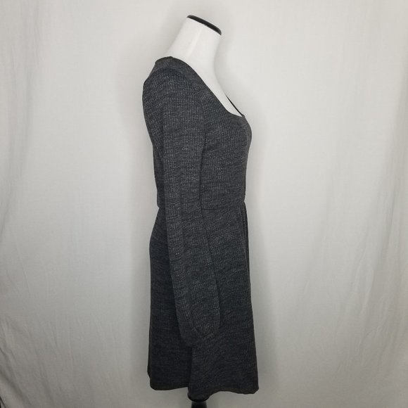 Xhilaration LS Square Neck Sweater Mini Dress Charcoal Gray - Picture 4 of 7